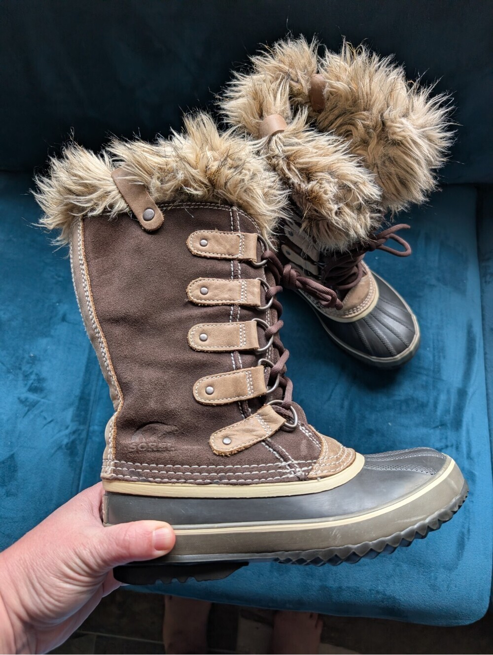 SOREL Joan Of Arctic Boots Womens Size 8 Waterproof Snow Rain Winter Faux Fur